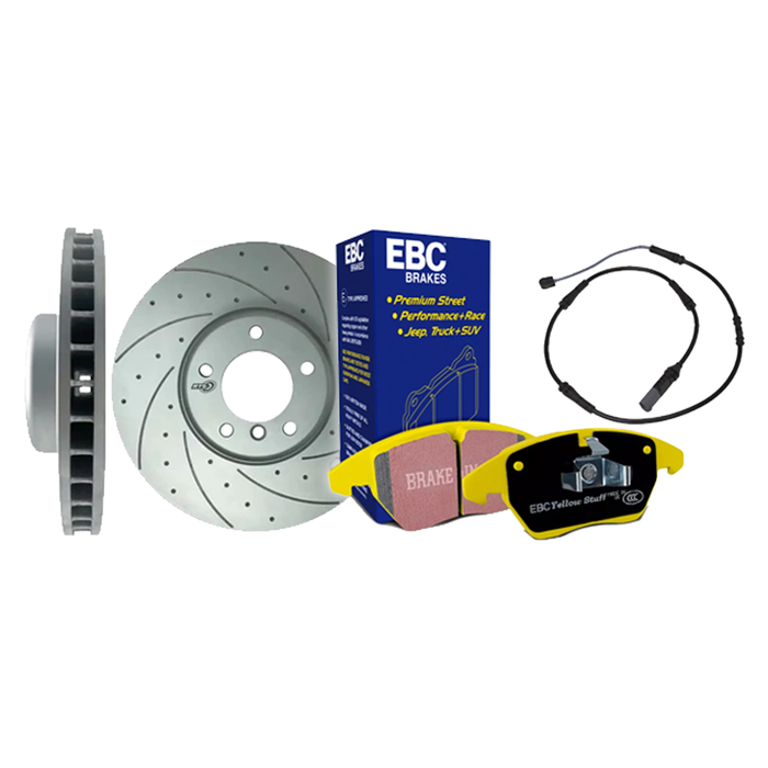 RTS Discs & EBC Yellow Brake Pads with Genuine Brake Wear Sensor