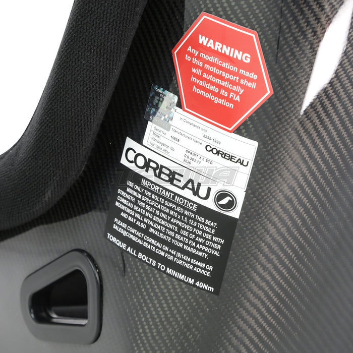 Corbeau Sprint X Racing Bucket Seat GRP/Kevlar Standard Width With Side Mounts